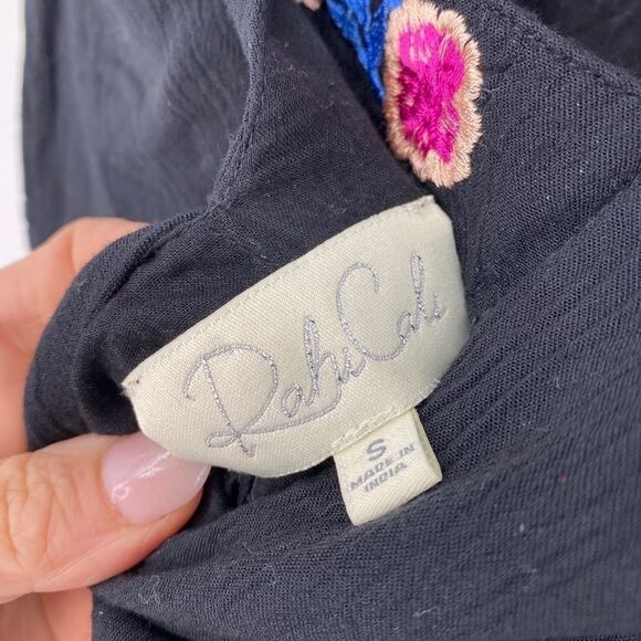 Rahi Cali Dress Floral Embroidered womens size Small Black - Picture 6 of 12